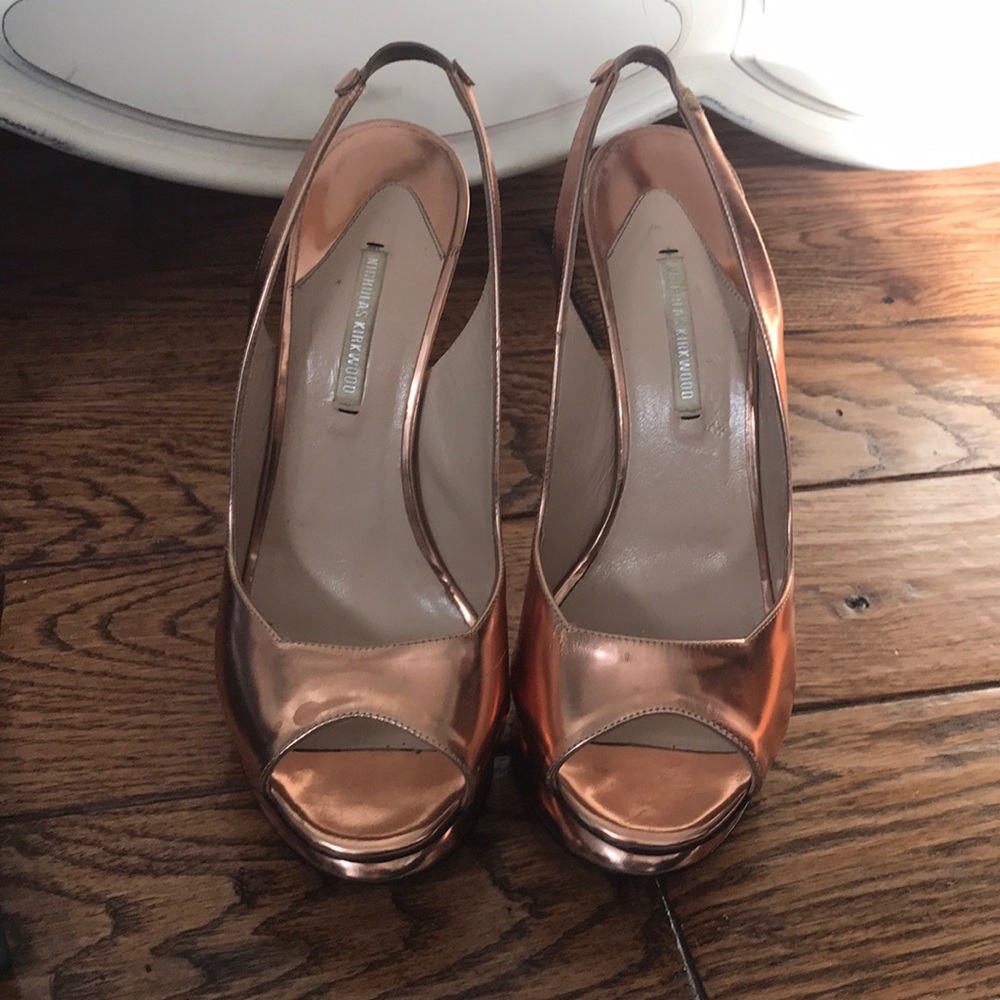 Nicholas Kirkwood Rose Gold Open Toe Heels